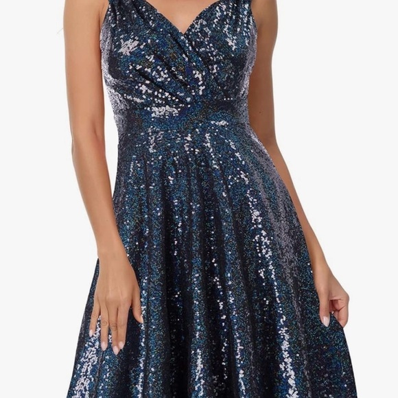 Grace Karin Dress Sequins Sleeveless Faux Wrap Sparkly Cocktail Formal Size L - Picture 1 of 15